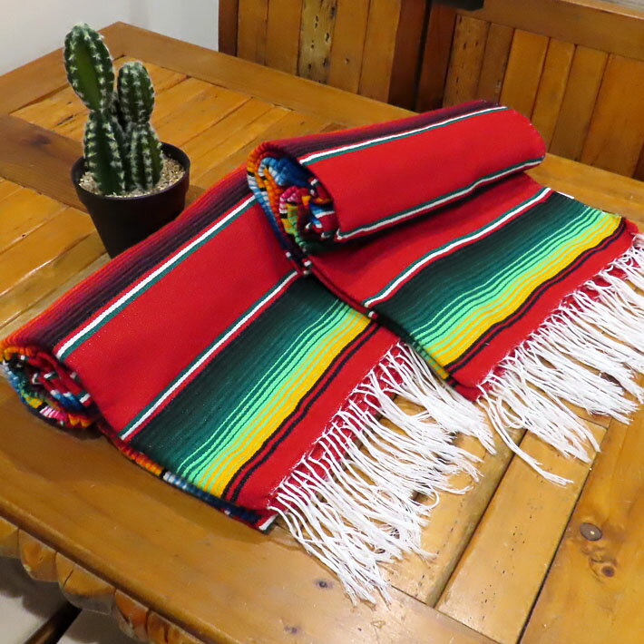 【あす楽】 モリーナ ラージ サラペ 【 レッド 】 145×205 大判 メキシカンラグ ソファーカバー 民族柄 伝統的 万能 マルチカバー メキシコ ソファーカバー アウトドア キャンプ インテリア 大きい 布 赤 鮮やか かっこいい Sercal MOLINA Large Serape Red【送料無料】