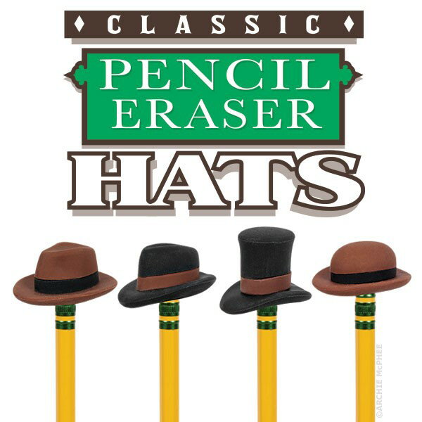 【あす楽】【Pencil Eraser Hats】 鉛筆用 ハット えんぴつ 帽子 消しゴム 面白い 4種セット おもしろ 雑貨 グッズ アメ雑 アメリカン雑貨 USA