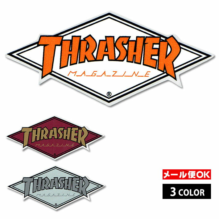 【メール便OK】Thrasher Magazine Diamond Logo sticker【全3色】【クリアタイプ】スケートボード スケボー トラック アメリカ ダイカット シール デカール 【ポイント】