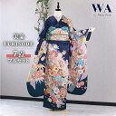 【中古】振袖 7点フルセット M〜Lサイズ 振袖セット 振袖フルセット フルセット 成人式 着物 晴れ着 青 熨斗 雪輪 帯 帯揚げ 重衿 半衿 帯締め 結婚式...