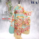 【中古】振袖 7点フルセット LLサイズ 振袖セット 振袖フルセット フルセット 成人式 着物 晴れ着 水色 菊 桜 帯 帯揚げ 重衿 半衿 帯締め 結婚式 ブ...