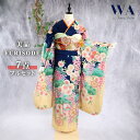 【中古】振袖 7点フルセット Lサイズ 振袖セット 振袖フルセット フルセット 成人式 着物 晴れ着 青 藤 桜 帯 帯揚げ 重衿 半衿 帯締め 結婚式 ブライ...