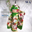 【中古】振袖 6点セット LLサイズ 振袖セット 振袖フルセット フルセット 成人式 着物 晴れ着 黄緑色 モダン 菊 蝶 帯 帯揚げ 重衿 半衿 帯締め 結婚式 ブライダル 十三参り FN-484