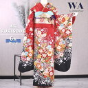 【中古】振袖 6点セット Lサイズ 振袖セット 振袖フルセット フルセット 成人式 着物 晴れ着 赤 黒 古典 古典柄 熨斗 鹿の子 桜 帯 帯揚げ 重衿 半衿 帯締め 結婚式 ブライダル 十三参り FN-85