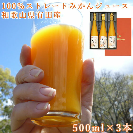 きわみジュース セット 500ml×3本 化粧箱入 送料無料 みかんジュース 和歌山 果汁 100％ ストレート ミカン