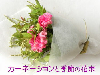 カーネーションの花束　■花便り■母の日の花束　5月はカーネーション　お母さん　誕生日　お祝い　新築祝　快気祝　和風の花束　記念日 和風花 和花　和風フラワーギフト 命日 法事 結婚記念日 お見舞い　香典返し　和風花　長文メッセージOK【生花】画像サービス 和の花