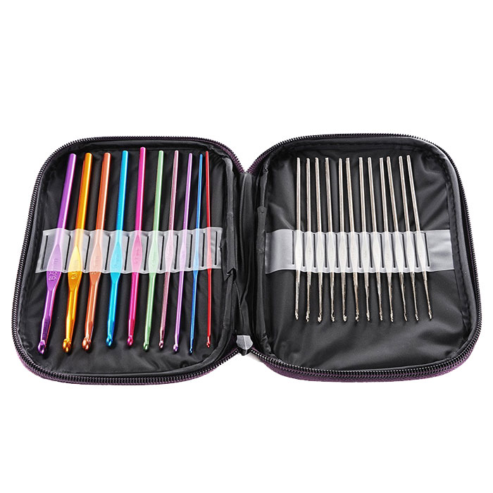 かぎ針 編み針 22本セット 毛糸 かぎ針10本 レース あみ針12本 ケース付き 編み物 セーター ...