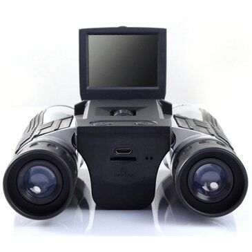 液晶パネル付き FullHD 録画対応 デジタルカメラ双眼鏡 光学ズーム12倍 野外フェス 野鳥観察 自然撮影 ◇FS-608