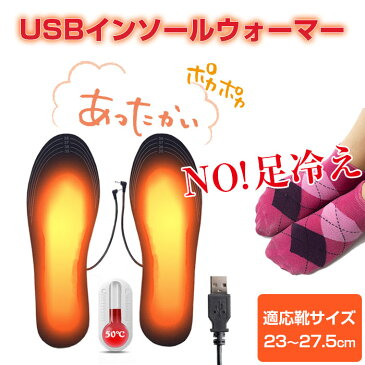 USB給電 インソールウォーマー 電熱 足元 ヒーター 靴 中敷き あったか グッズ オフィス 事務 冷え防止 防寒 寒さ対策 【冬用品】◇ZHL-1215【メール便】