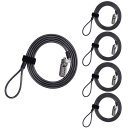 セキュリティロック 5個セット セキュリティワイヤーロック パソコン盗難防止 ノートPC ノートパソコン用 ダイヤル錠 4桁ダイヤル式 2m ◇YF21067-...