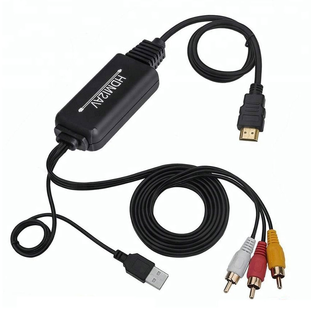 HDMI to RCA AV コンポジット 変換ケーブル 変換アダプター アナログ 1080P USB給電 HDMI入力 RCA出力 ◇AV-2M【メール便】
