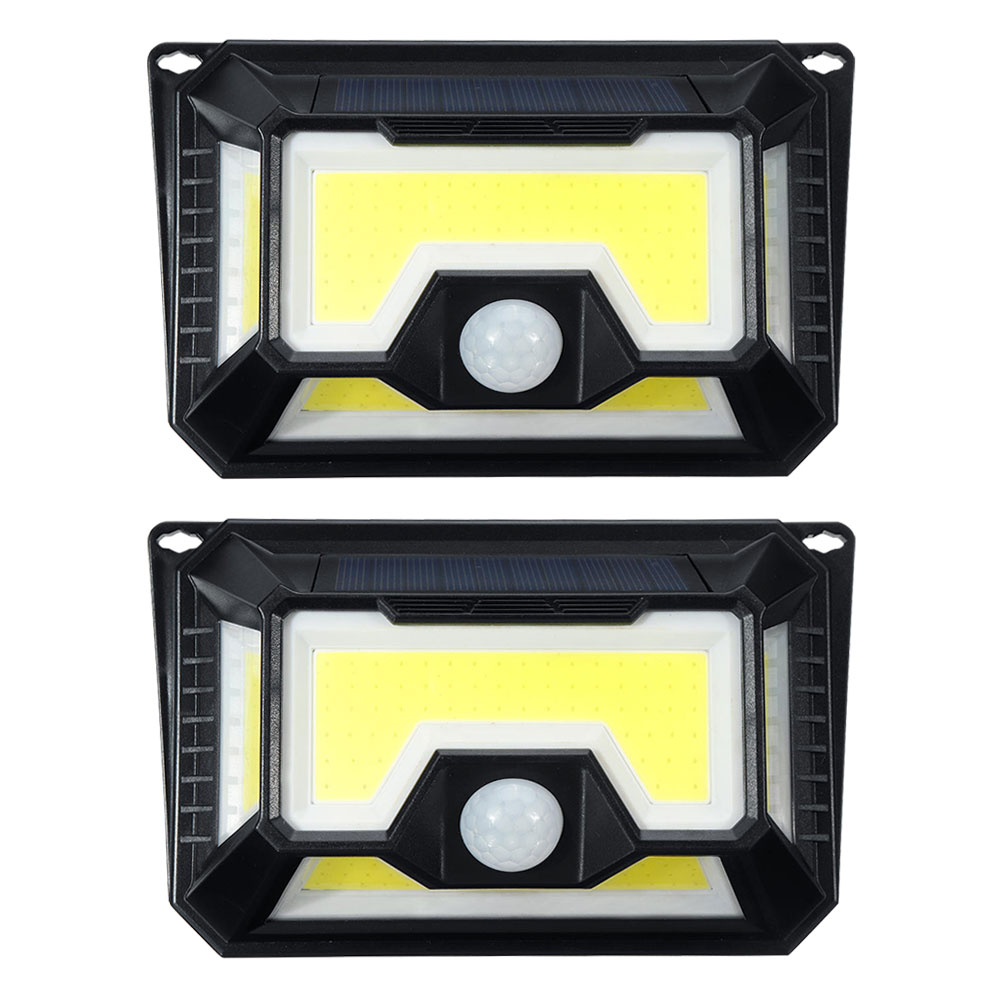 2個セット 154LED COB ソーラーライト ウォールライト 人感 センサーライト PIR 夜間自動点灯 IP44防水 太陽光充電 屋外 玄関灯 壁 ◇JY1818-COB-2SET