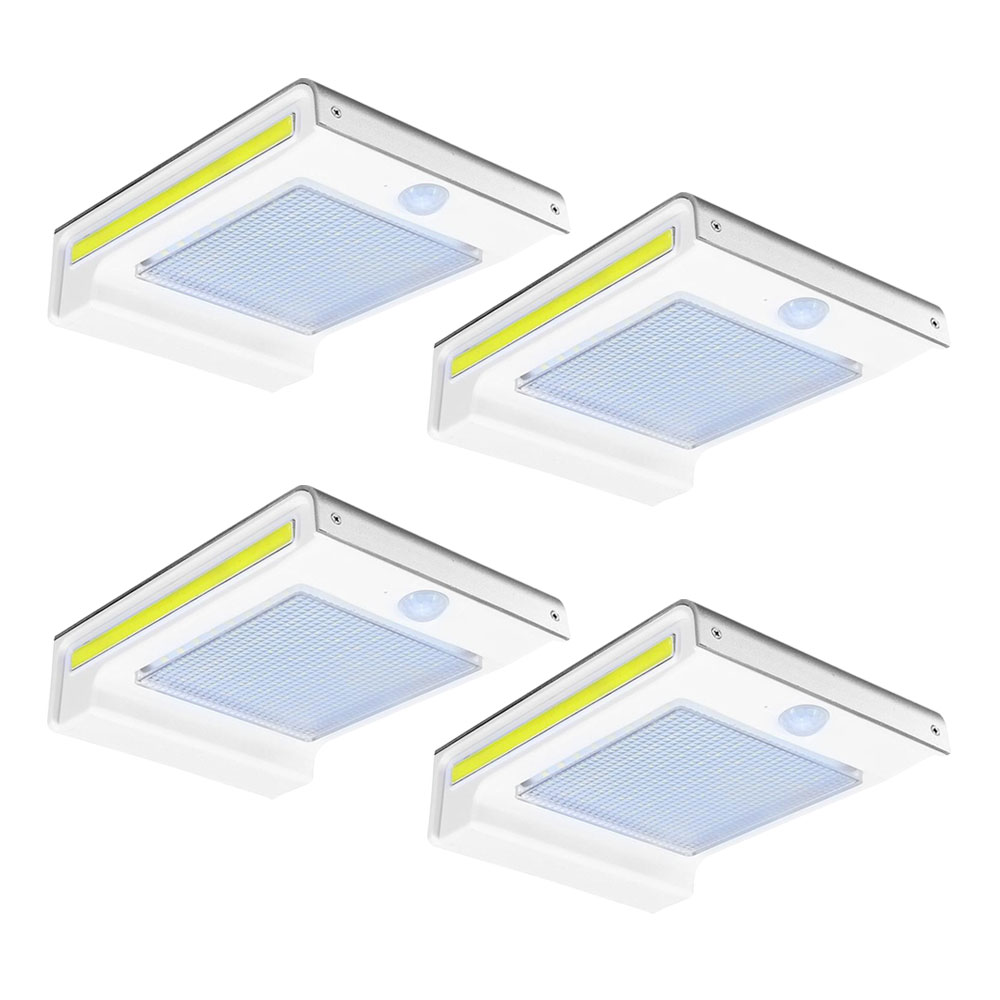 4個セット 106LED ソーラーライト ウォールライト 人感 センサーライト PIR 夜間自動点灯 IP44防水 太陽光充電 屋外 玄関灯 壁 ◇JY1821-72-COB-4SET