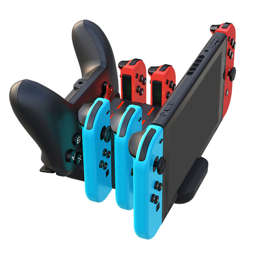 Switch用 6in1 充電ステーション スイッチ本体 Joy-Con4台 Proコントローラー1台 同時充電 スッキリ収納 USB給電 ◇NS03【メール便】