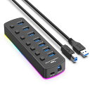 7ポート USB3.0 ハブ 個別スイッチ付き USBハブ セルフパワー バスパワー 両対応 5Gbps 高速 同期 データ転送 ドッキングステーション ◇YX...