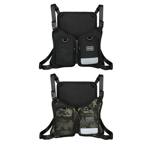 チェストバッグ ベスト型 迷彩 黒色 ランニング ポーチ ウォーキング バッグ サバゲー 登山 釣り スマホ 携帯収納 軽量 2ポケット 男女兼用 アウトドア 散歩 ◇BAG-0555 チェストバッグ ベスト型 迷彩 黒色 ランニング ポーチ ウォーキング バッグ サバゲー 登山 釣り スマホ 携帯収納 軽量 2ポケット 男女兼用 アウトドア 散歩 ◇BAG-0555