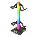 【エントリーでP10倍!!4/24 20時~】コントローラー ヘッドホン 収納スタンド ヘッドセット ゲームコントローラー ゲームパッド 収納 充電 データ転送 RGBライト グラデーション 収納方法3通り ゲーム アクセサリー ◇EB03