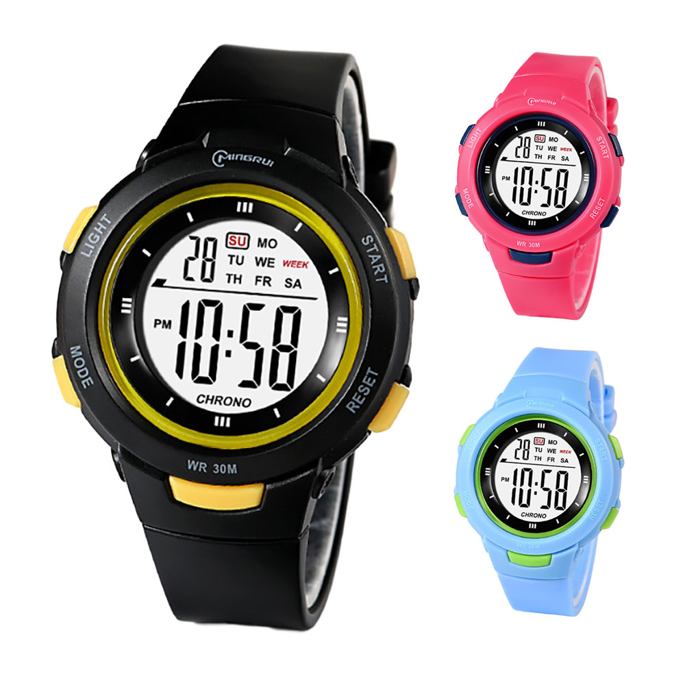 デジタル腕時計 キッズ時計 レディース 防水 デジタルウォッチ 曜日表示 ストップウォッチ アラーム 時報 子供 ◇MR-8217L【メール便】