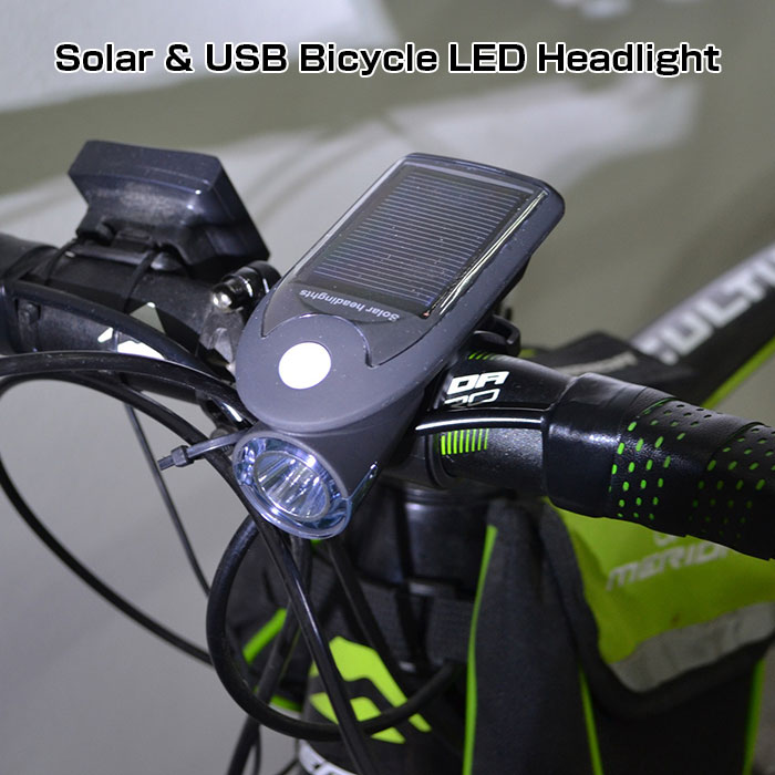 ソーラー&USB 自転車用 LEDヘッドライト フロントライト 強光 弱光 フラッシュ SOS信号 明るい 前照灯 登山 夜 240LM 防水 ◇PAGAO-360LED通販格安セール情報 楽天 通販