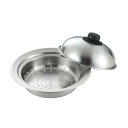 YJ2538箱入り ヨシカワ 美味彩菜 お鍋にのせて使う蒸しプレート 18〜20cm 蓋付き (内径18〜20cmの鍋に対応)
