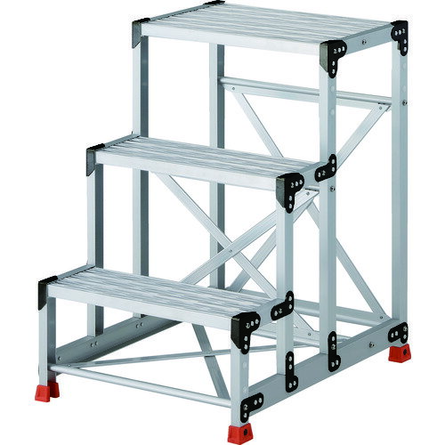 TRUSCO 作業用踏台 アルミ製・グレーチング仕様 SUS金具 3段 高さ0.9m 天板600×400