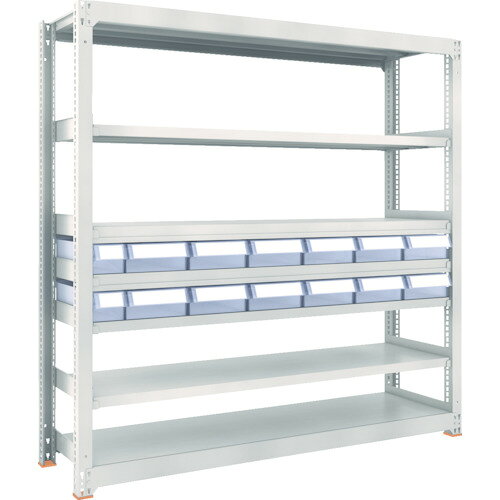 TRUSCO スチール製中量ボルトレス棚 M3型 樹脂透明引出付 W1800×D471×H1800 小×2・...