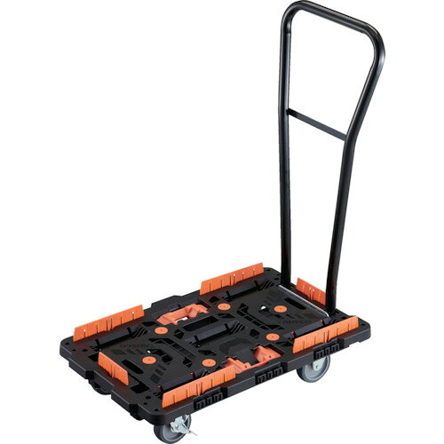 Rakuten - TRUSCO 連結式樹脂製平台車 ビートル 700X450 自在3輪 内2輪ストッパー付 脱着式ハンドル付 コボレ止めセット とめたろう付