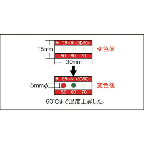 和TOOL 和多屋の日油技研 サーモラベル3点表示屋外対応型 不可逆性 95度（1箱20枚入）｜アングル2