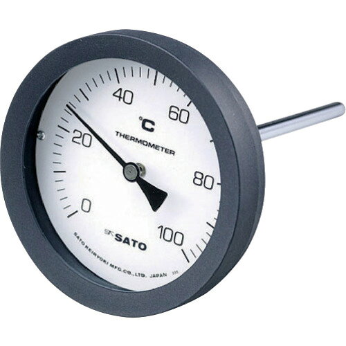 佐藤 バイメタル式温度計 BM-T-100P 0〜100℃ 150L （2080-16）