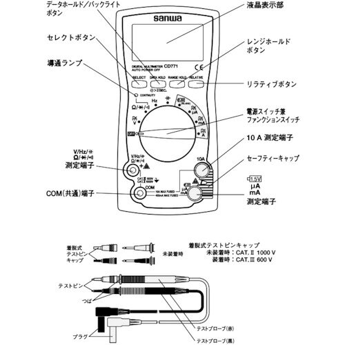 和TOOL 和多屋のSANWA デジタルマルチメータ バックライト搭載｜アングル2