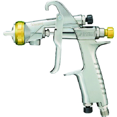 ★特徴★ 環境対応型塗料(低溶剤1液ベースコート、ハイソリッドクリヤーなど)や高難度塗色(カラークリヤー、マットクリヤーなど)に特化させたシリーズです。塗料特性を最大限に発揮させ、高品質な塗面を形成するために、最適な「フラット&ワイドパタン」による「ウエットコート」を実現しています。新たにモデルチェンジしたWIDER1のスペックを継承し、'kiwamiを単独ブランドとして独立しました。 ★用途★ 自動車補修用。 ★商品スペック★ 仕様・規格 ノズル径(mm)：1.3 所要圧縮機(kW)：1.5〜2.2 空気使用量(L/min)：160 パターン開き(mm)：250 霧化段階：高微粒 エア取付口：G1/4 カップ取付口：G1/4 吹付距離(mm)：200 吹付空気圧力(MPa)：0.20 塗料供給方式：重力式 塗料噴射量(ml/min)：140 仕様・規格2 重力式 カップ取付口：G1/4 エア取込口：G1/4 材質／仕上 本体：アルミダイカスト 接液部：ステンレス 入数 1台 質量・質量単位 290g 製造国 日本 品番 KIWAMI-1-13B4 JANコード 4538995119804 メーカー名 アネスト岩田（株）
