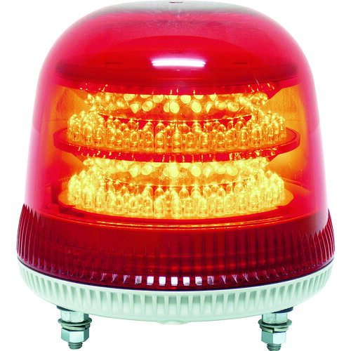 ★特徴★ 二段の鏡面反射で光を効率よく拡散させてます。160個ものLEDを使用し滑らかな回転を実現しました。カバーは耐衝撃に強いポリカーボネートを使用しています。切替で回転・点滅に対応しています。 ★用途★ 大型看板や車輌通行場所など周辺への注意喚起。 ★商品スペック★ 仕様・規格 色：赤 幅(mm)：170 奥行(mm)：170 高さ(mm)：165 電源(V)：AC100 消費電力(W)：9 段数(段)：1 仕様・規格2 モータレスLED 回転・点滅切替タイプ 取り付けビスはステンレスを使用 欧州RoHS指令対応品 材質／仕上 グローブ:ポリカーボネート ボディー:ABS樹脂 入数 1台 質量・質量単位 980g 製造国 日本 品番 VL17M-100APR JANコード 4582345180815 メーカー名 （株）日惠製作所