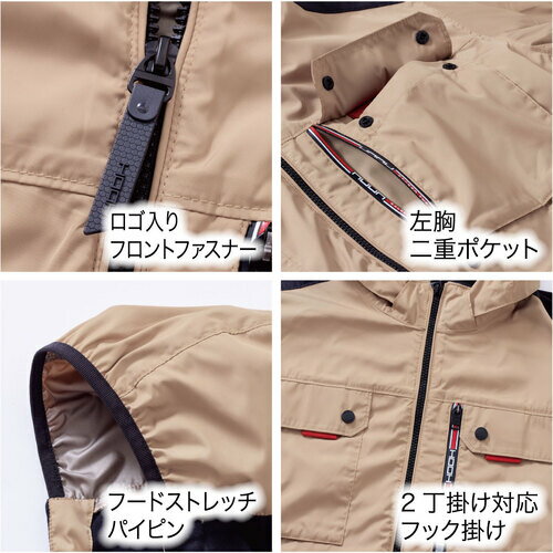 HOOH ミドルファン半袖フードジャケット 3L ネイビー