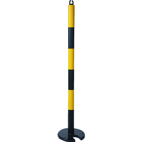 TRUSCO やわらかゴムポール イエロー・ブラック 128cm アンカー穴10mm付 屋内型タイプ