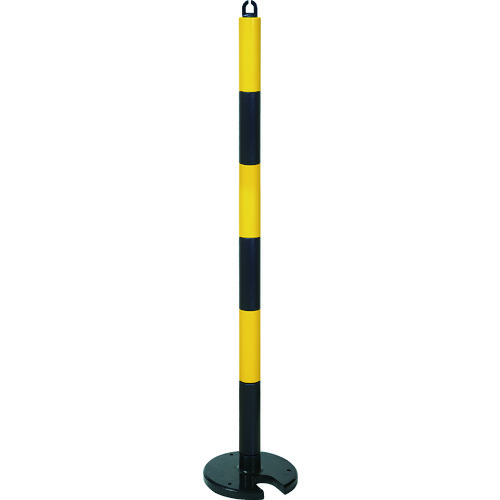 TRUSCO やわらかPUポール イエロー・ブラック 128cm アンカー穴10mm付 屋内外型タイプ