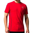 アシックス 【売切廃番】半袖シャツ ウィンジョブ(R) ハーフスリーブクールトップ クラシックレッド×ダークグレー S