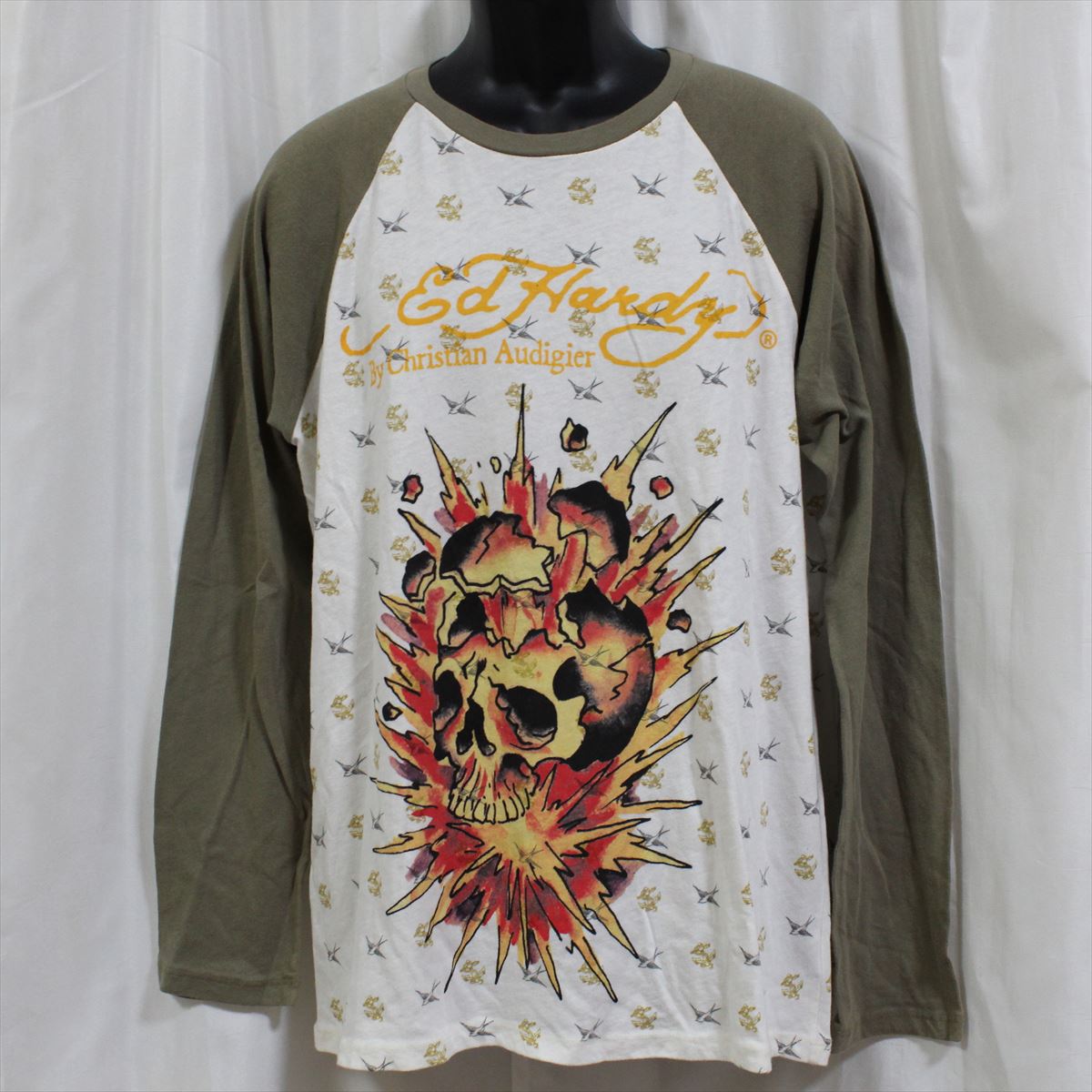 エドハーディー ed hardy メンズ長袖Tシャツ カーキ M03TTMR312 ロンティー