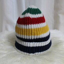 ハ ドソンズベイ HUDSON'S BAY ワッチキャップ watch cap マルチボーダー 新品 ウールアクリル ニット帽子 ホワイト