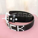 パーティーロック PARTY ROCK スタッズベルト ブラックxホワイト 新品 バックル付け替え可能 革 レザー BELT genuine bonded leather