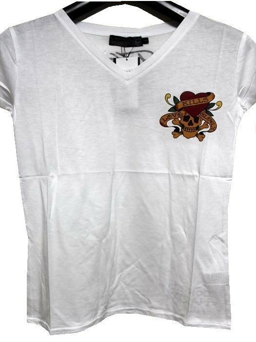 エドハーディー ed hardy レディース半袖Tシャツ ホワイト W02CMV052 新品 白