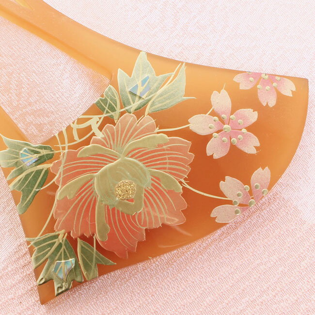 かんざしべっ甲調台蒔絵螺鈿大牡丹と...