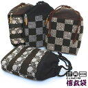 【追跡可能メール便対応可】信玄袋 ファスナー付 日本製 綿100% 岡重柄 〈4種類)
