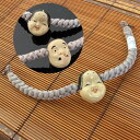 【送料弊社負担】羽織紐 男性用 紳士用 男物 丸組み紐 無双 おかめひょっとこ リバーシブル 〈薄鼠〉