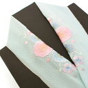 刺繍半衿 さくら ちりめん 洗濯OK 二色白縁桜〈水色〉青 ピンク ライトブルー
