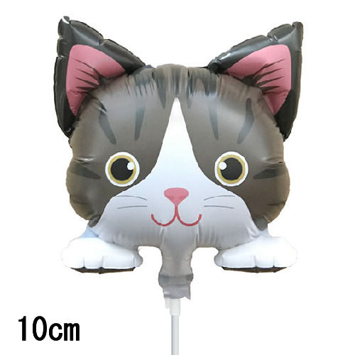 選択用4インチバルーン:STNNミニにゃんこ NO.29 キジ白(濃茶のトラ柄に白) (10cm)※セット商品の選択用のため、システム上1円となっておりますが、...