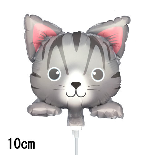 選択用4インチバルーン：STNNミニにゃんこ NO.22 サバ白(グレーのトラ柄) （10cm）※セット商品の選択用のため、システム上1円となっておりますが、実際には1円では買えません。選択用1円商品だけで注文完了できても、自動キャンセルとなります。