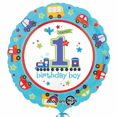 選択用18インチバルーン： 1歳誕生日男の子のりもの★ 43?p（45cm）※セット商品の選択用のため、システ..