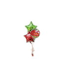 大人系クリスマス、ゴージャスなヒイラギ柄 - XMメリースパークル パターンスター3バルーンセット【補充用ヘリウムガス付・本州送料無料】