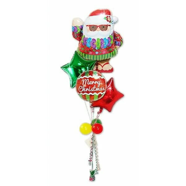 南国風クリスマスプレゼントにアロハサンタ - XMアイシング フラサンタ4バルーンセット【補充用ヘリウムガス付・本州送料無料】