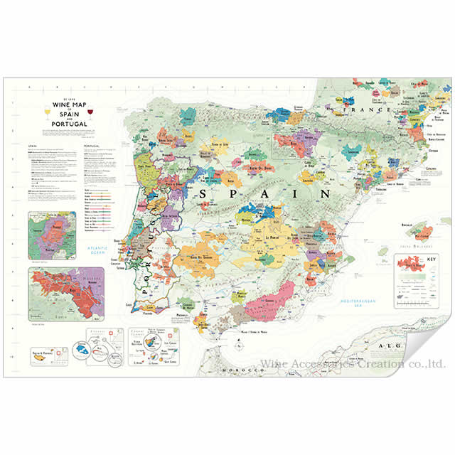 DE LONG スペイン＆ポルトガル ワインマップ［ Wine Map of Spain & Portugal ］ UH102MP ラッピング不可